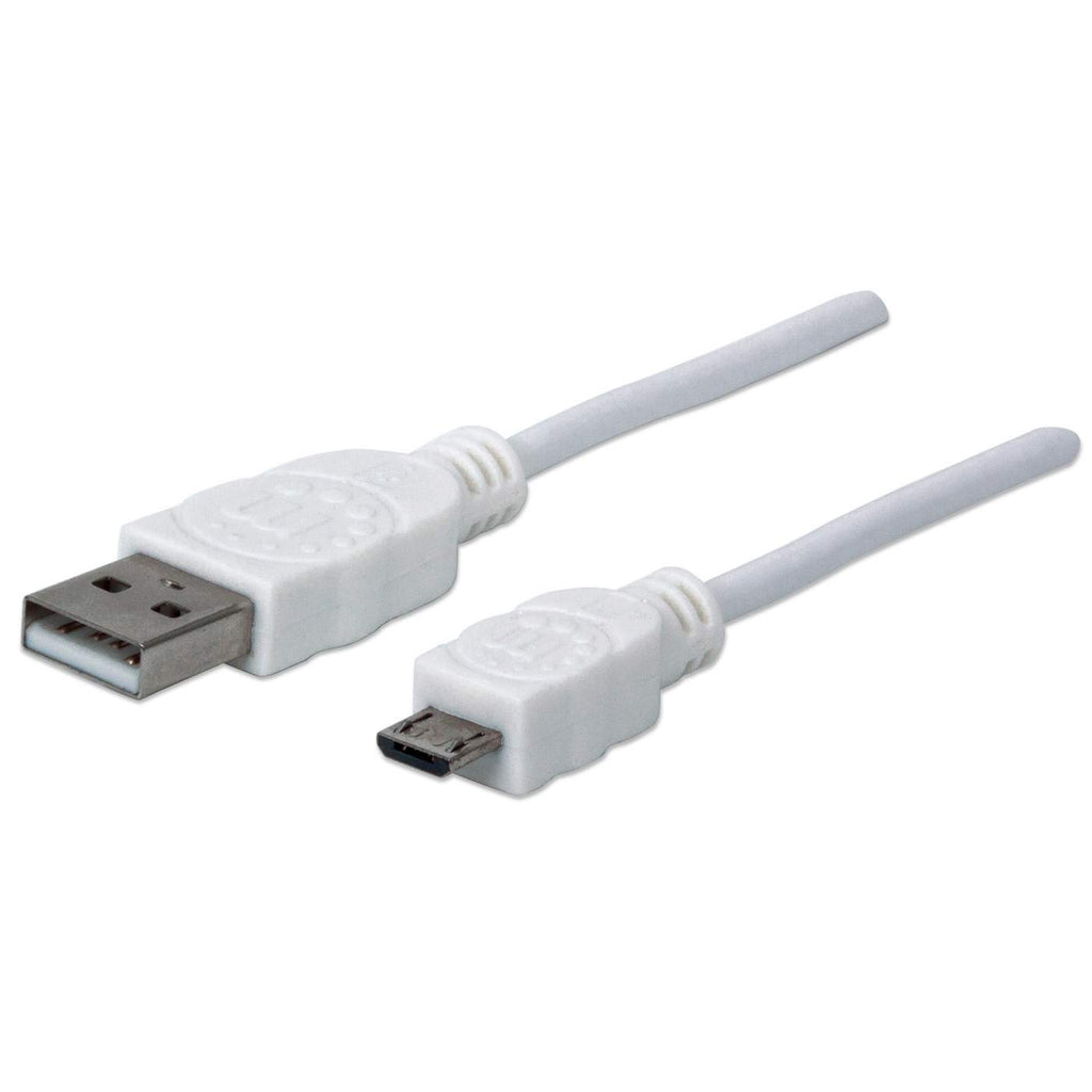 INTELLINET/MANHATTAN USB 2.0 Cable Type-A Male to Micro-B Male, 480 Mbps, 1m White