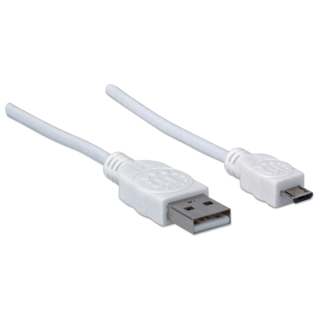 INTELLINET/MANHATTAN USB 2.0 Cable Type-A Male to Micro-B Male, 480 Mbps, 1m White