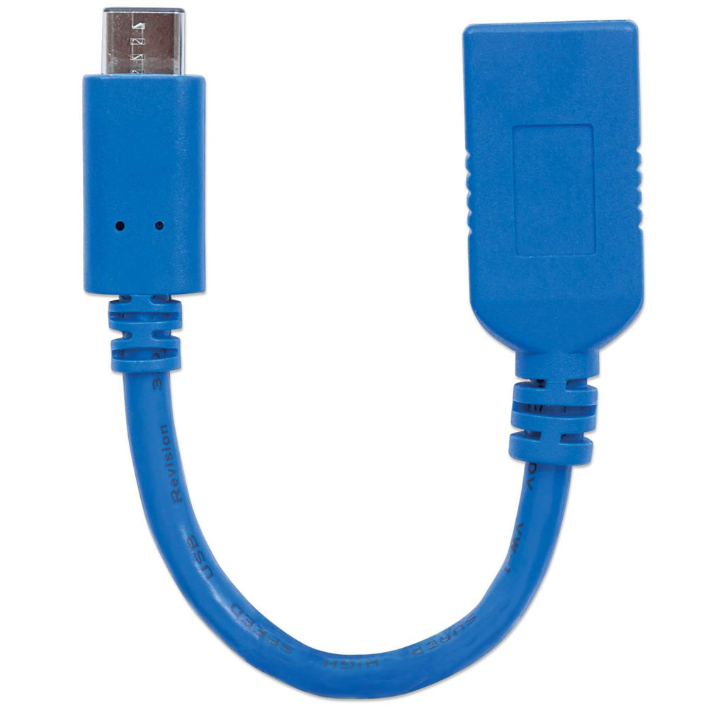 INTELLINET/MANHATTAN USB 3.1 Cable Gen 1, Type-C Male to Type-A Female, 5 Gbps, 15cm Blue