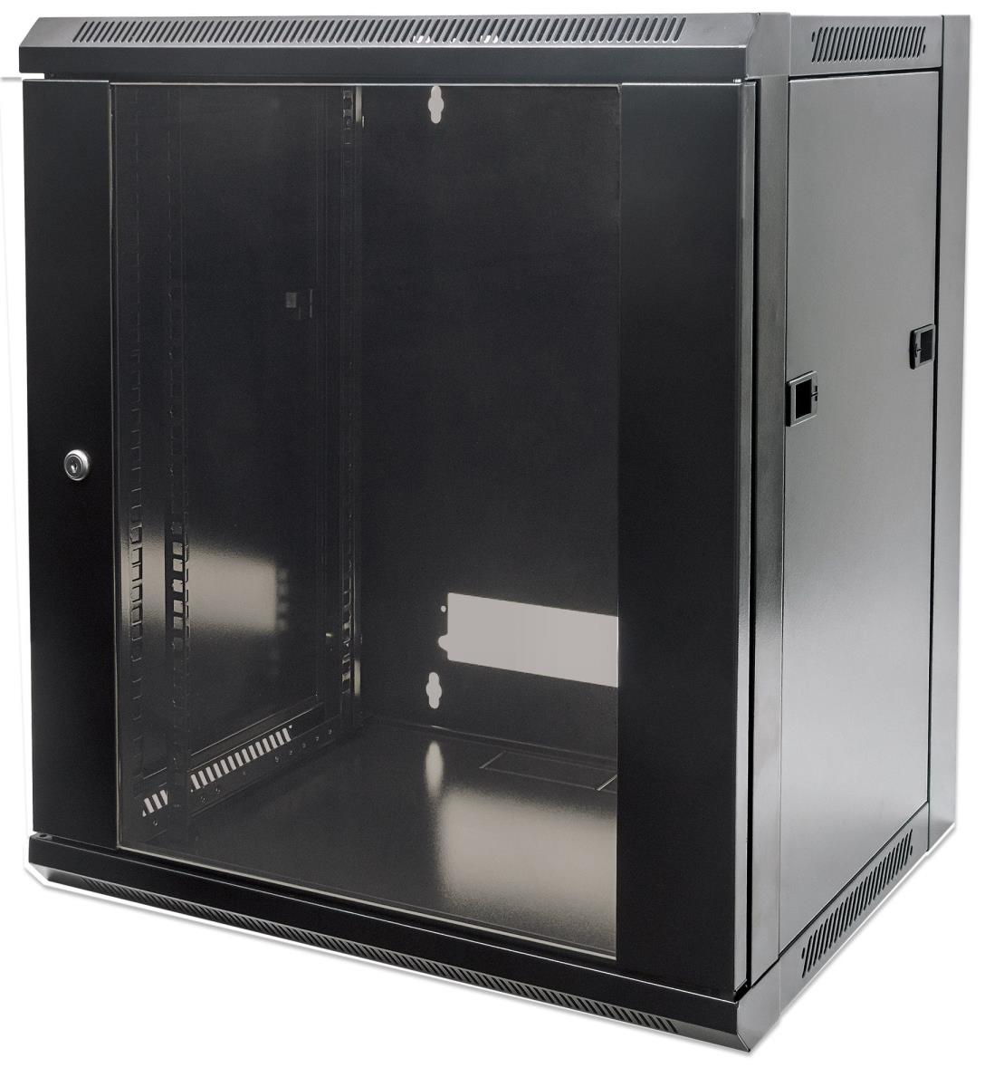 INTELLINET/MANHATTAN Wallmount Cabinet - 19in - 12u,  Flatpack, Black