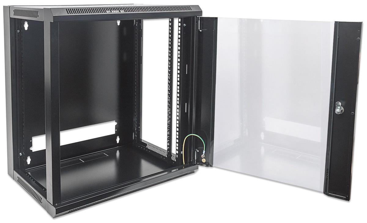 INTELLINET/MANHATTAN Wallmount Cabinet - 19in - 12u,  Flatpack, Black