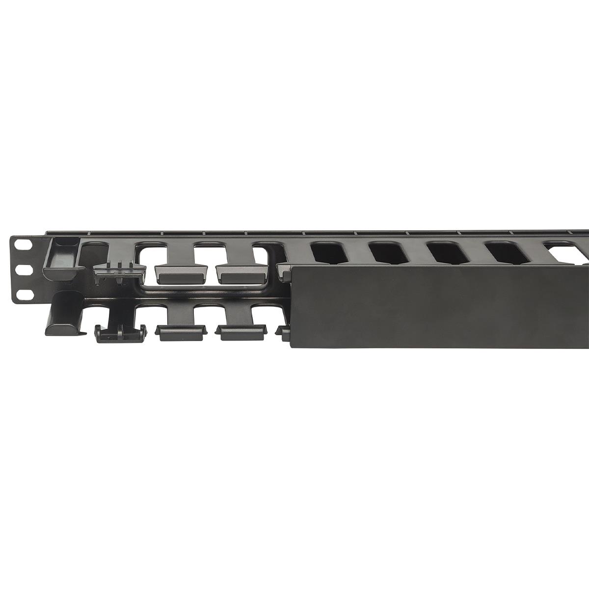 INTELLINET/MANHATTAN Rackmount Cable Manager, 19in 1u, With Cover, Black