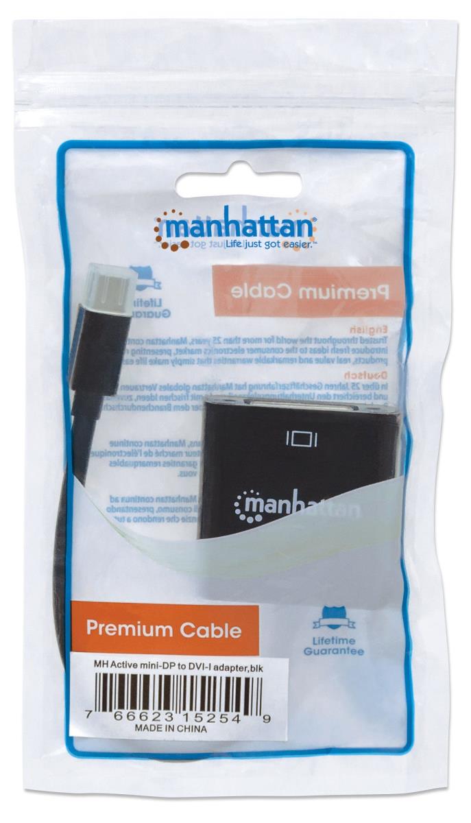 INTELLINET/MANHATTAN Mini-DisplayPort Male To DVI-I Dual-link Female, Black