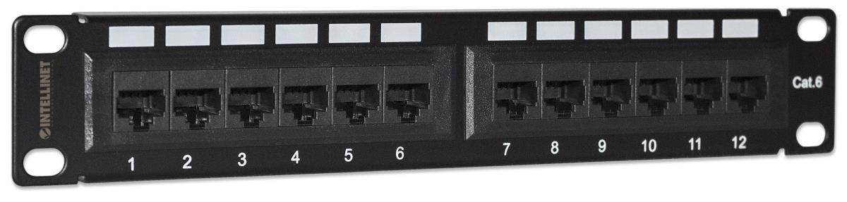 INTELLINET/MANHATTAN Patch Panel - 12 Port - CAT6 - 1u - 10in - Unshielded - Black