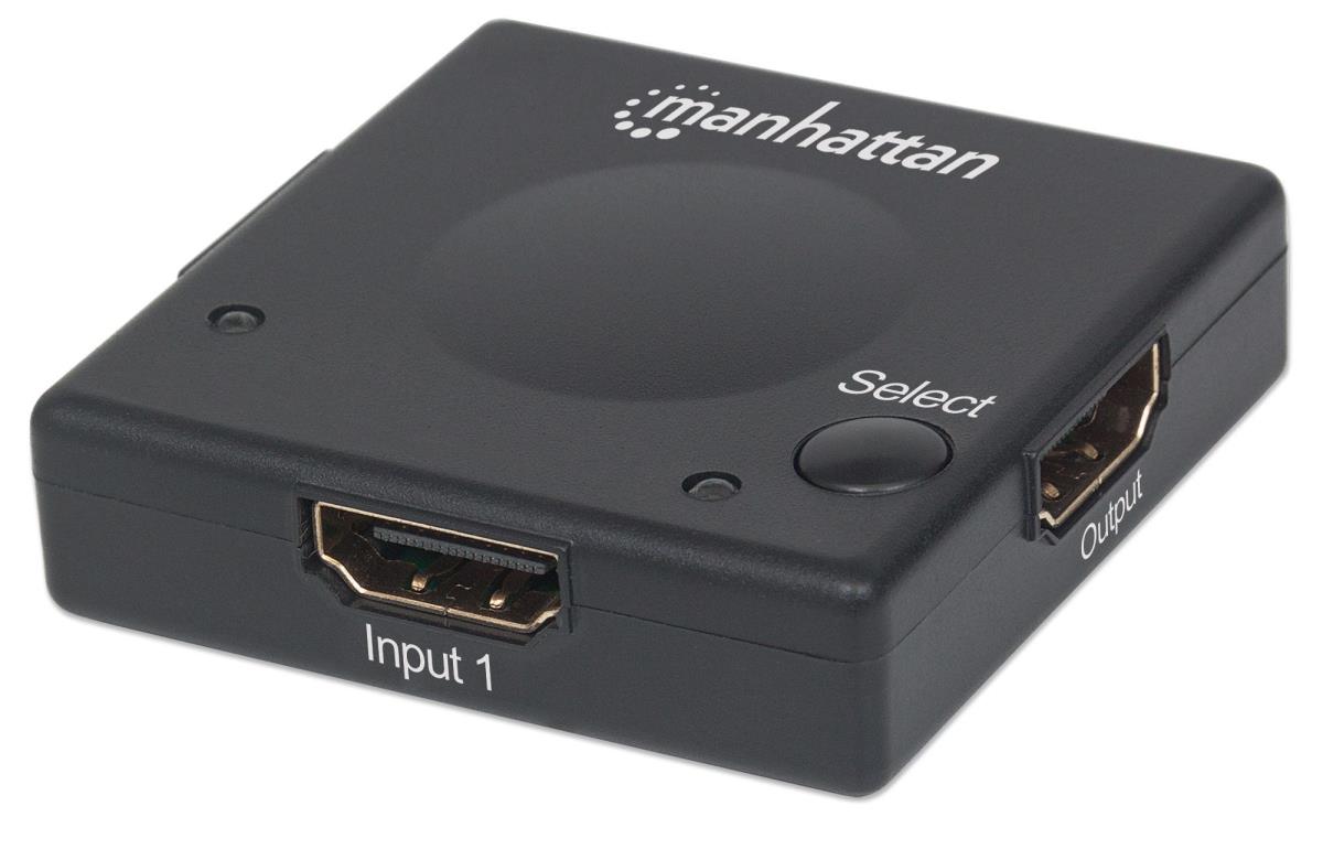 INTELLINET/MANHATTAN HDMI Switch 1080p 2 Port Automatic Manual Switch Black