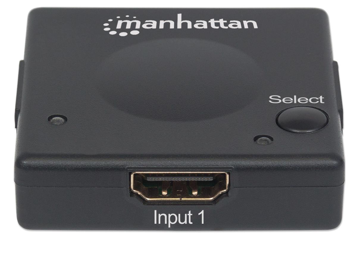 INTELLINET/MANHATTAN HDMI Switch 1080p 2 Port Automatic Manual Switch Black