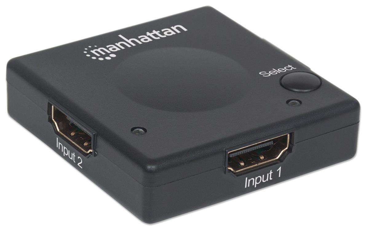 INTELLINET/MANHATTAN HDMI Switch 1080p 2 Port Automatic Manual Switch Black