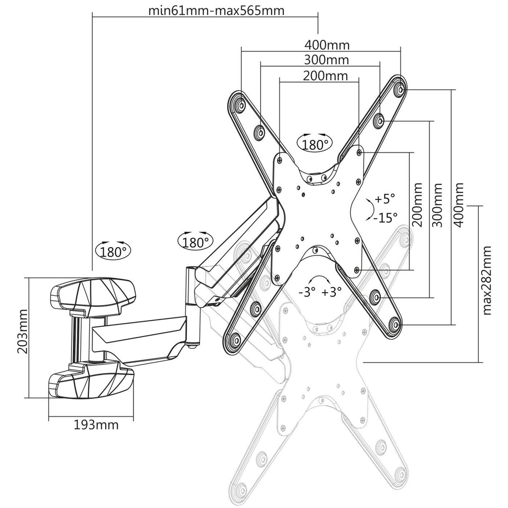 INTELLINET/MANHATTAN Monitor Mount - Wall - 1 Monitor - Tilt/Swivel/Rotatable - 21 To 60in