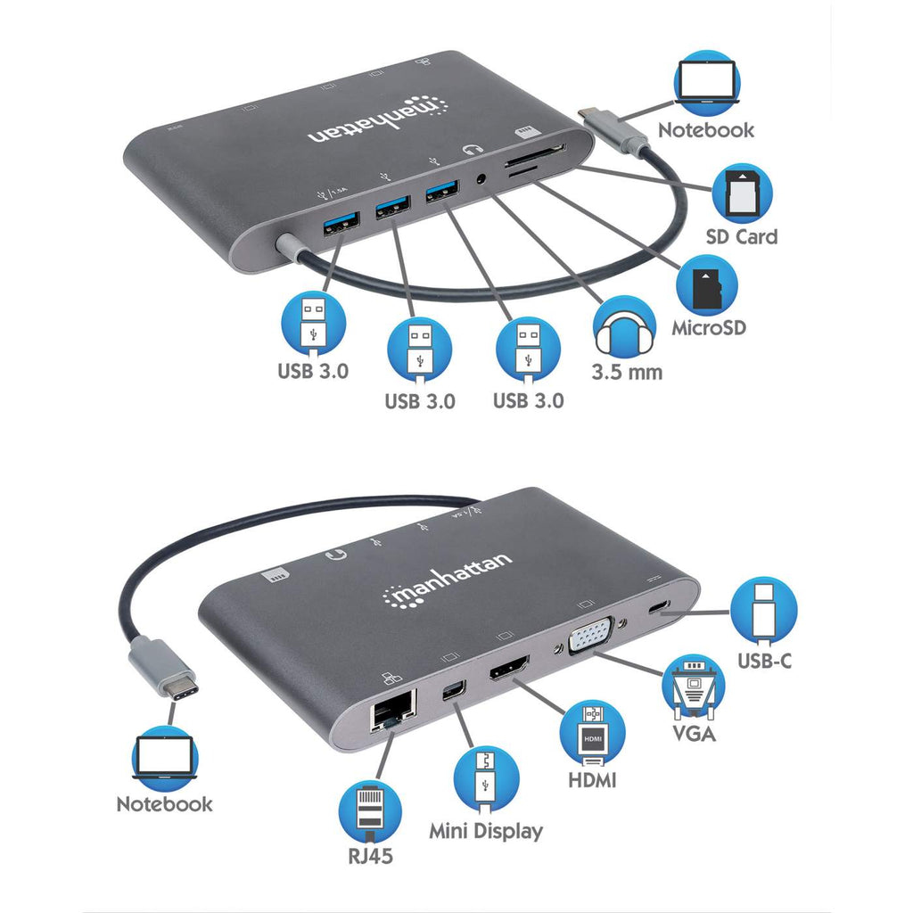INTELLINET/MANHATTAN USB-C To 7-in-1 Docking Station