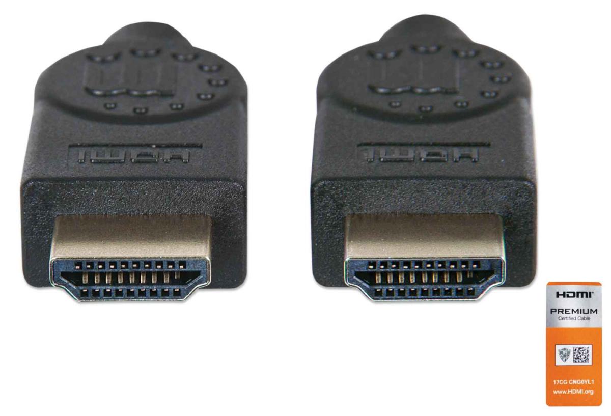 INTELLINET/MANHATTAN High Speed HDMI Cable With Ethernet 4k@60hz Uhd, 18gbps Bandwidth, Male To Male, Shielded, 1m Black