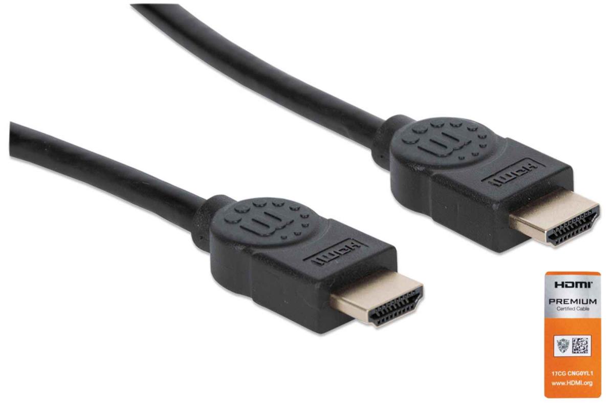 INTELLINET/MANHATTAN High Speed HDMI Cable With Ethernet 4k@60hz Uhd, 18gbps Bandwidth, Male To Male, Shielded, 1m Black