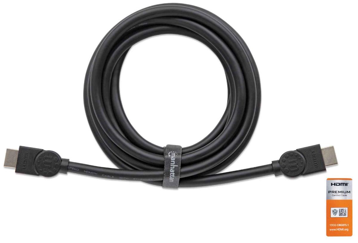 INTELLINET/MANHATTAN High Speed HDMI Cable With Ethernet 4k@60hz Uhd, 18gbps Bandwidth, Male To Male, Shielded, 1m Black