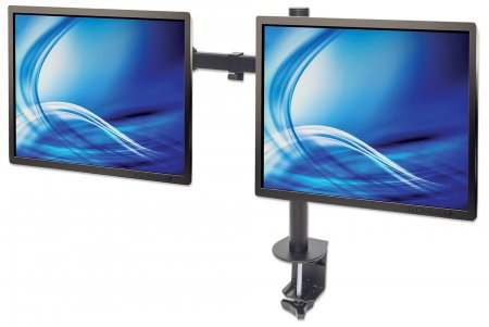 INTELLINET/MANHATTAN Monitor Mount - Desk - 2 Monitors - Full Motion - 13 To 32in - Black