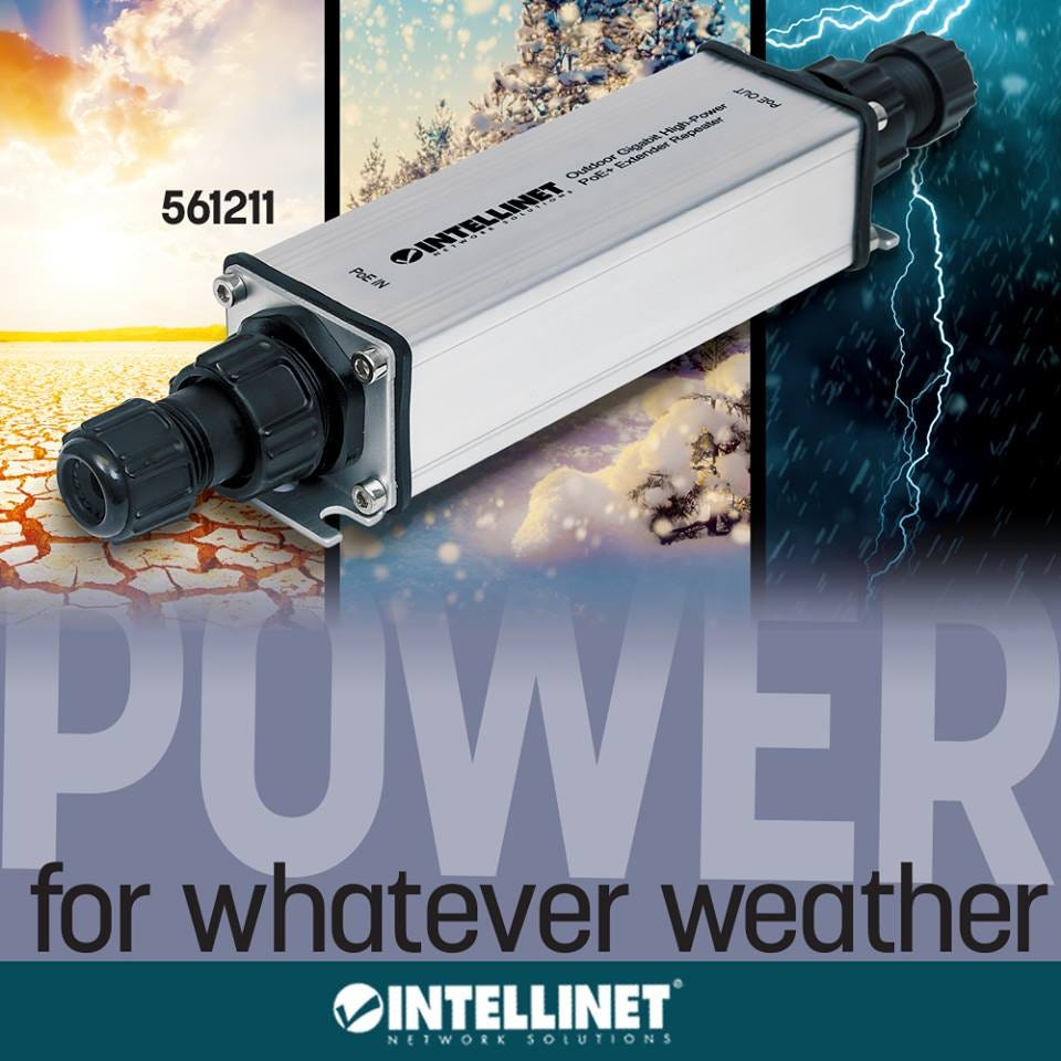 INTELLINET/MANHATTAN Outdoor Gigabit High-power Poe+ Extender Repeater