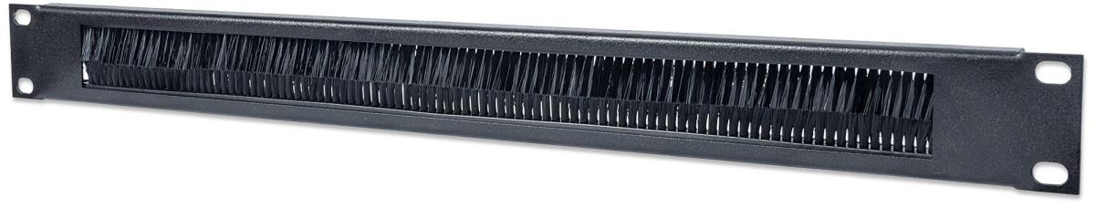 INTELLINET/MANHATTAN Cable Entry Panel - 19in - 1U - With Brush Insert - Black