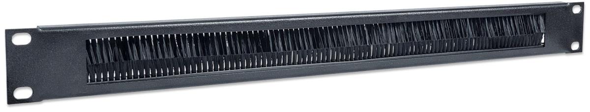 INTELLINET/MANHATTAN Cable Entry Panel - 19in - 1U - With Brush Insert - Black