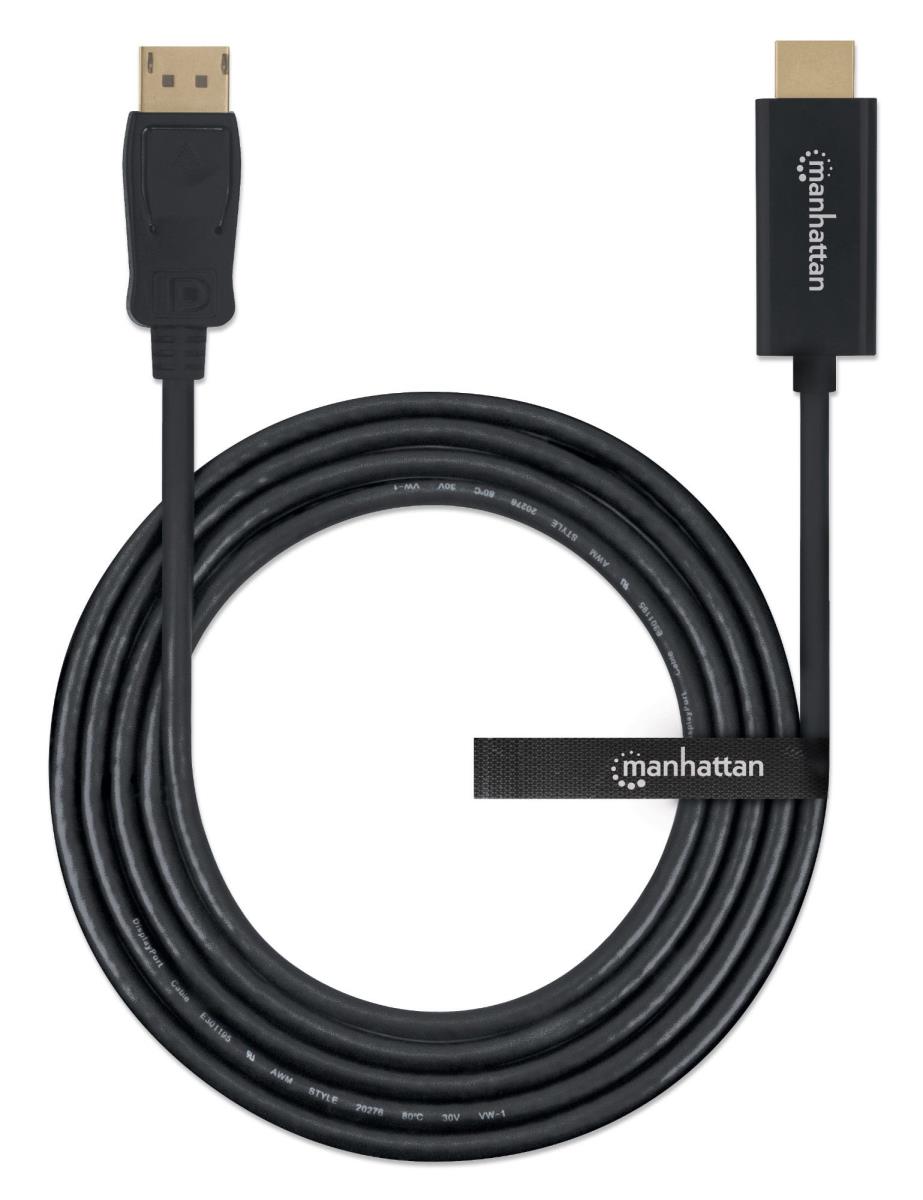 INTELLINET/MANHATTAN DisplayPort Male To Hdmi Male Cable 2m Black (152679)