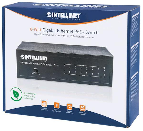 INTELLINET/MANHATTAN Gigabit Ethernet PoE+ Switch 8 Port
