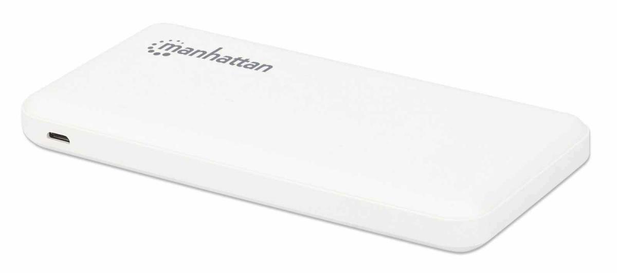 INTELLINET/MANHATTAN Power Bank 10000mah 2xUSB-A Output Ports (2.1A and 1A), 2xInput Ports (USB-C and Micro-USB, 2A each), White
