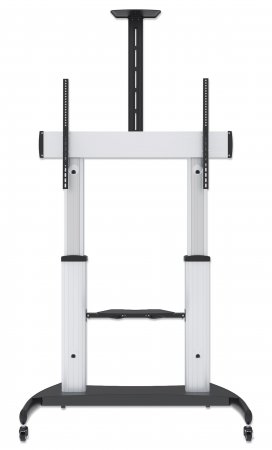 INTELLINET/MANHATTAN TV Cart - 1 TV - Tilt/Height-Adjustable - 60 to 100in - Silver/Black