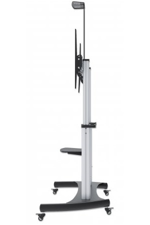 INTELLINET/MANHATTAN TV Cart - 1 TV - Tilt/Height-Adjustable - 60 to 100in - Silver/Black