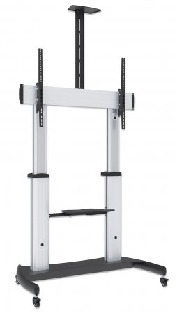 INTELLINET/MANHATTAN TV Cart - 1 TV - Tilt/Height-Adjustable - 60 to 100in - Silver/Black