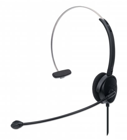 INTELLINET/MANHATTAN Headset Single-sided On-ear Design w/Adjustable Microphone - Mono - USB - Black