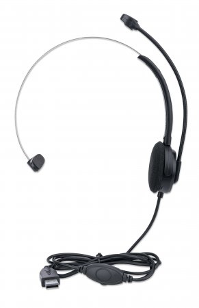 INTELLINET/MANHATTAN Headset Single-sided On-ear Design w/Adjustable Microphone - Mono - USB - Black