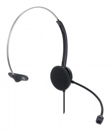 INTELLINET/MANHATTAN Headset Single-sided On-ear Design w/Adjustable Microphone - Mono - USB - Black