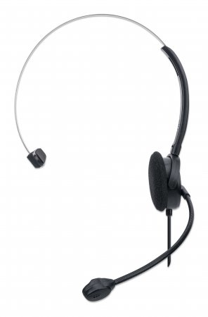 INTELLINET/MANHATTAN Headset Single-sided On-ear Design w/Adjustable Microphone - Mono - USB - Black