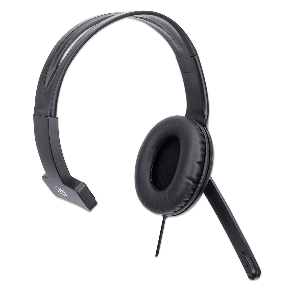 INTELLINET/MANHATTAN Headset Single-sided Over-ear Design w/Adjustable Microphone - Mono - USB - Black
