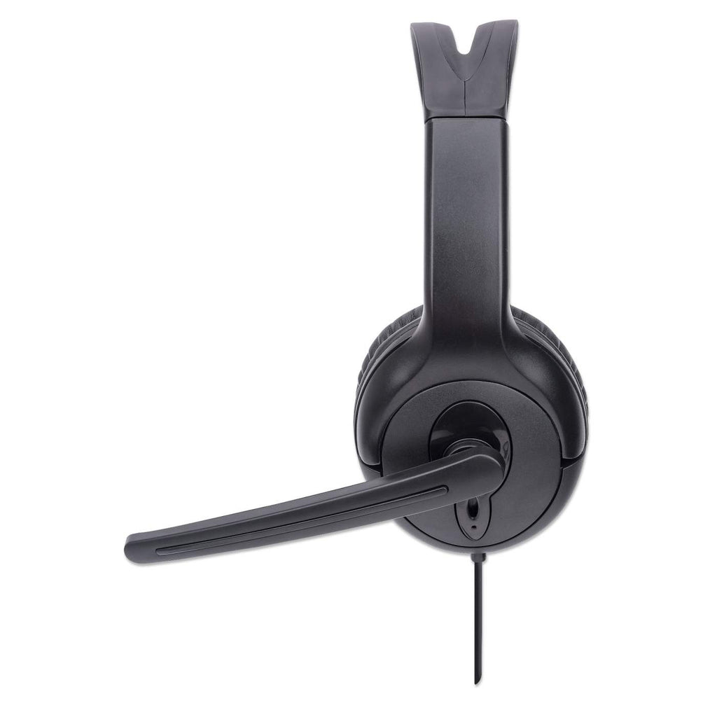 INTELLINET/MANHATTAN Headset Single-sided Over-ear Design w/Adjustable Microphone - Mono - USB - Black