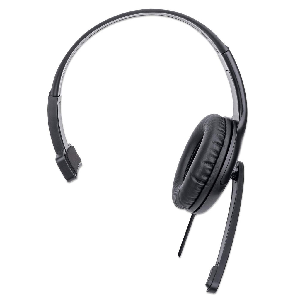 INTELLINET/MANHATTAN Headset Single-sided Over-ear Design w/Adjustable Microphone - Mono - USB - Black