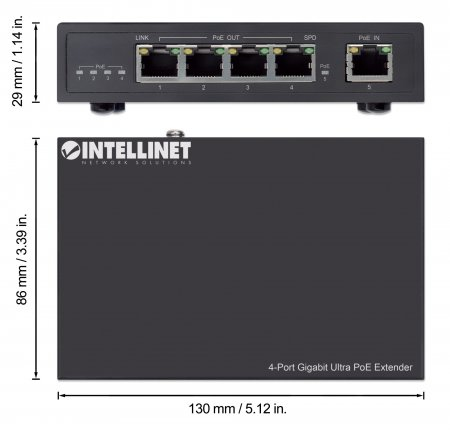 INTELLINET/MANHATTAN Gigabit Ultra PoE Extender 4-Port
