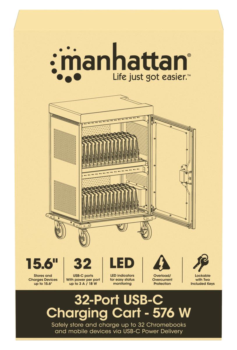 INTELLINET/MANHATTAN Charging Cabinet USB-C X32 18W- 15.6in 18W Per Port (576W Total)