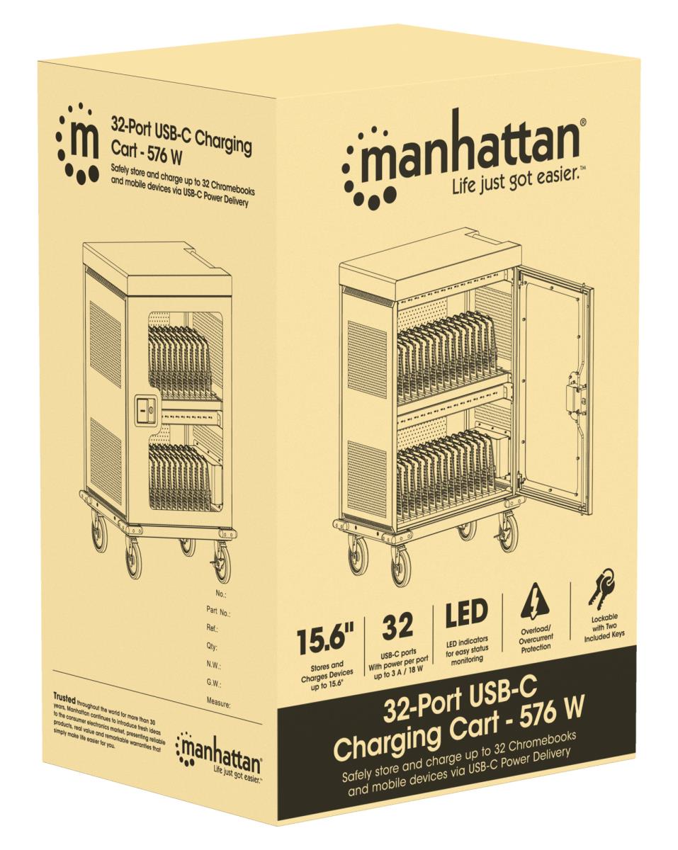 INTELLINET/MANHATTAN Charging Cabinet USB-C X32 18W- 15.6in 18W Per Port (576W Total)