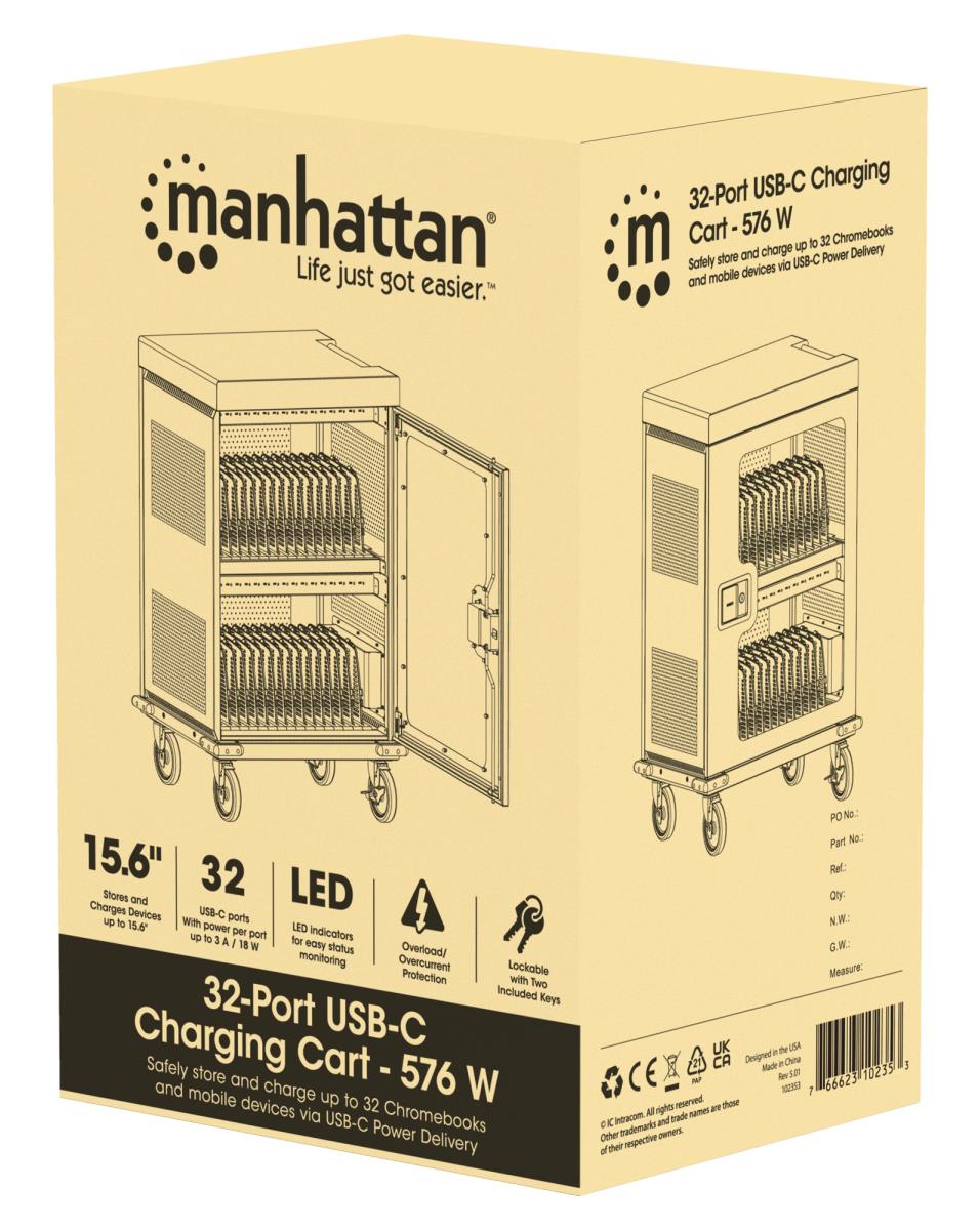 INTELLINET/MANHATTAN Charging Cabinet USB-C X32 18W- 15.6in 18W Per Port (576W Total)