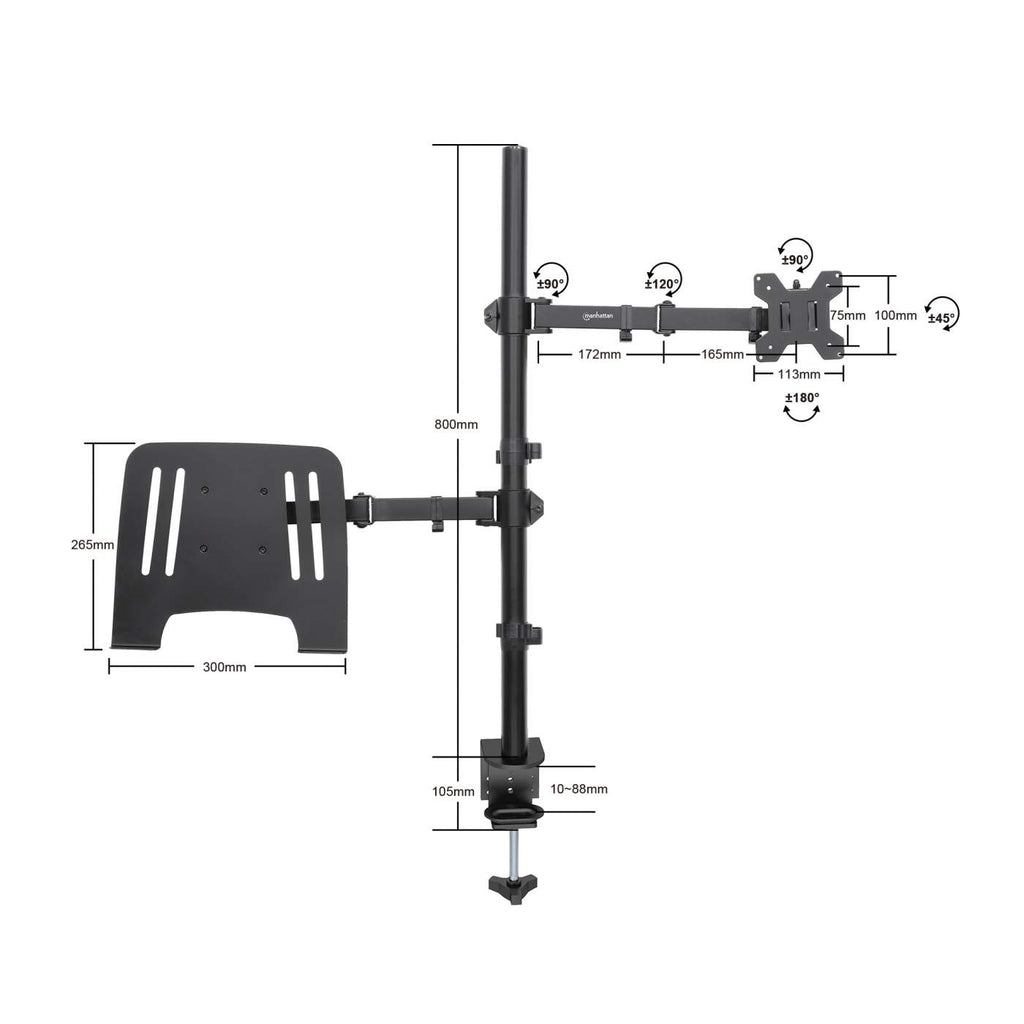 INTELLINET/MANHATTAN Desktop Combo Mount with Monitor Arm and Laptop Stand