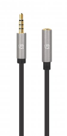 INTELLINET/MANHATTAN Stereo Audio Extension Cable 3.5mm Male to Female Slim Premium Gold-plated 1m
