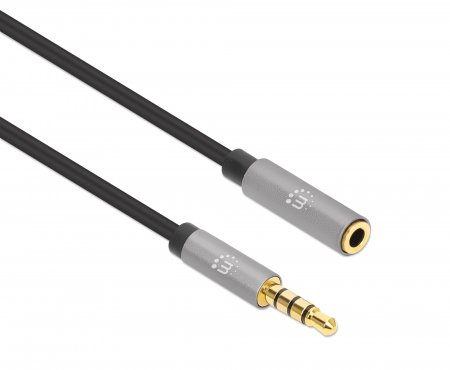 INTELLINET/MANHATTAN Stereo Audio Extension Cable 3.5mm Male to Female Slim Premium Gold-plated 3m