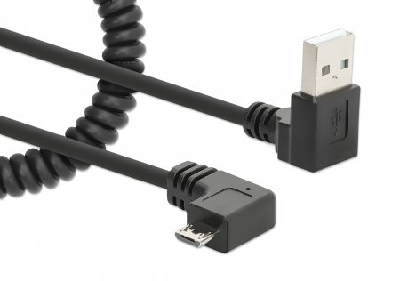 INTELLINET/MANHATTAN USB-A TO Micro-USB Cable 1m- Curly Male/Male Black Usb 2.0