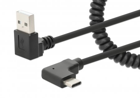 INTELLINET/MANHATTAN USB-C TO USB-A Cable Curly 1m- Male/Male Black USB 2.0