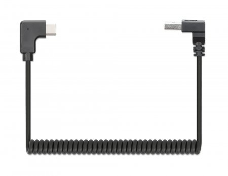 INTELLINET/MANHATTAN USB-C TO USB-A Cable Curly 1m- Male/Male Black USB 2.0