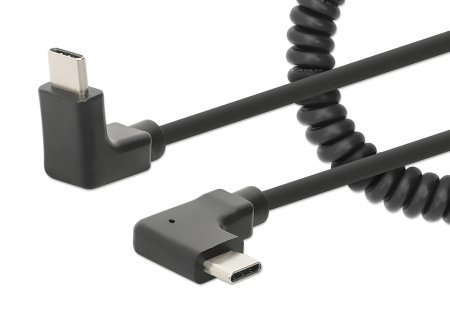 INTELLINET/MANHATTAN USB-C TO USB-C Cable Curly 1m- Male/Male Black USB 2.0
