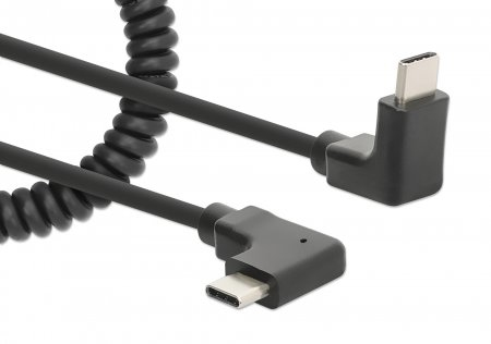 INTELLINET/MANHATTAN USB-C TO USB-C Cable Curly 1m- Male/Male Black USB 2.0