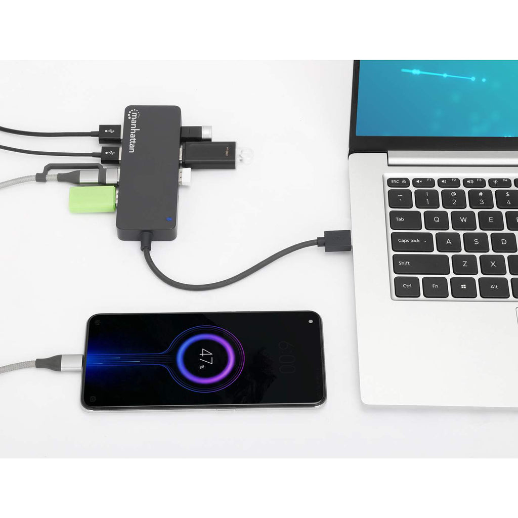 INTELLINET/MANHATTAN USB-A Dock/HUB 7-Port- 7X USB-A USB 3.0 Bus Power Black
