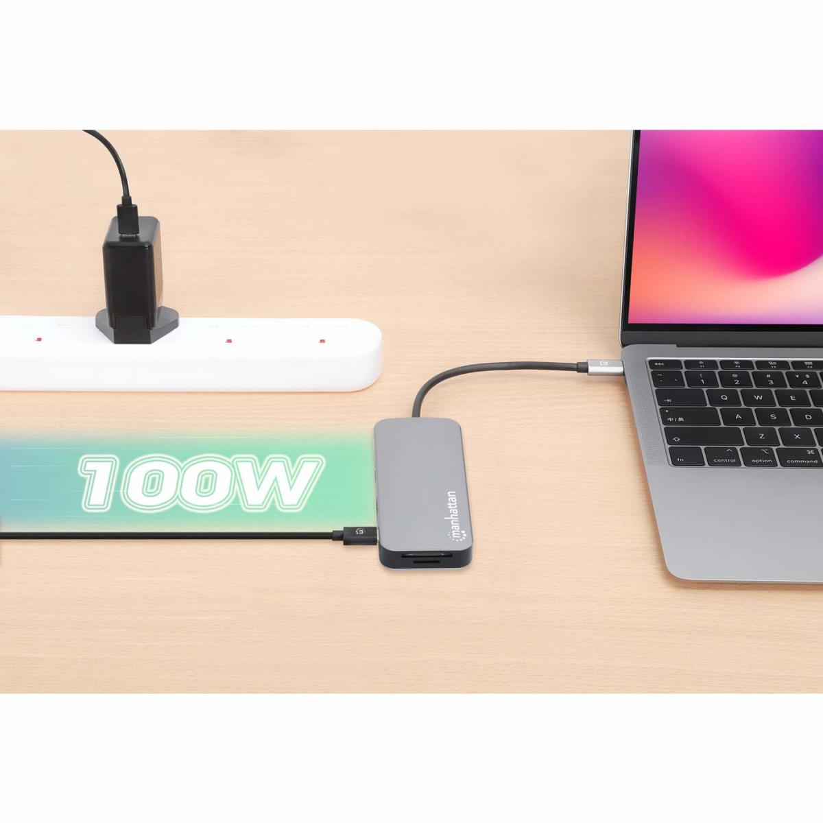 INTELLINET/MANHATTAN USB-C Dock/HUB/Reader 6-port- HDMI/Network/USB-A(X3)/USB-C Power Delivery