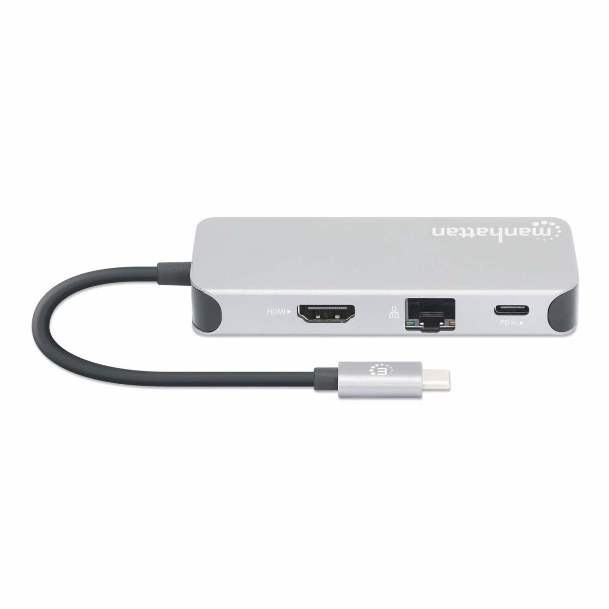INTELLINET/MANHATTAN USB-C Dock/HUB/Reader 6-port- HDMI/Network/USB-A(X3)/USB-C Power Delivery
