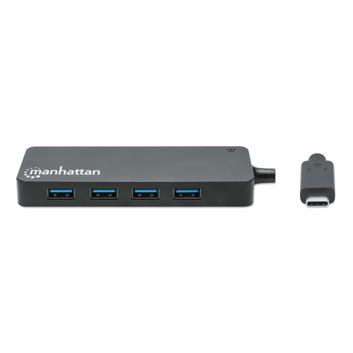 INTELLINET/MANHATTAN USB-C Dock/HUB 7-Port- 7X USB-A USB 3.0 Bus Power Black
