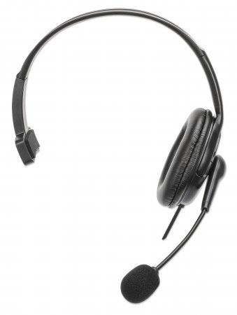 INTELLINET/MANHATTAN Headset with Reversible Microphone - Mono - USB